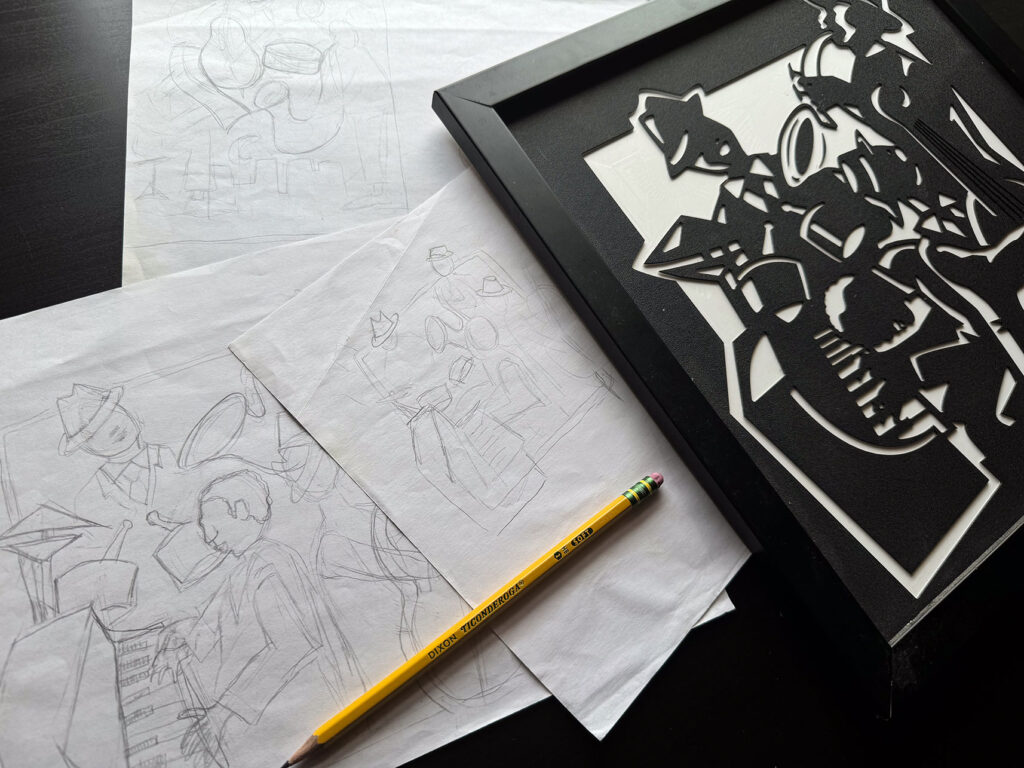 Black Canvas Craftworks cut out wall art jazz band